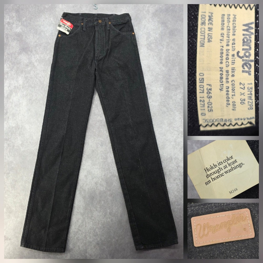 Vintage Wrangler 13MWZPB Jeans Mens 27x36 Stay Black Made in USA NWT Cowboy Cut